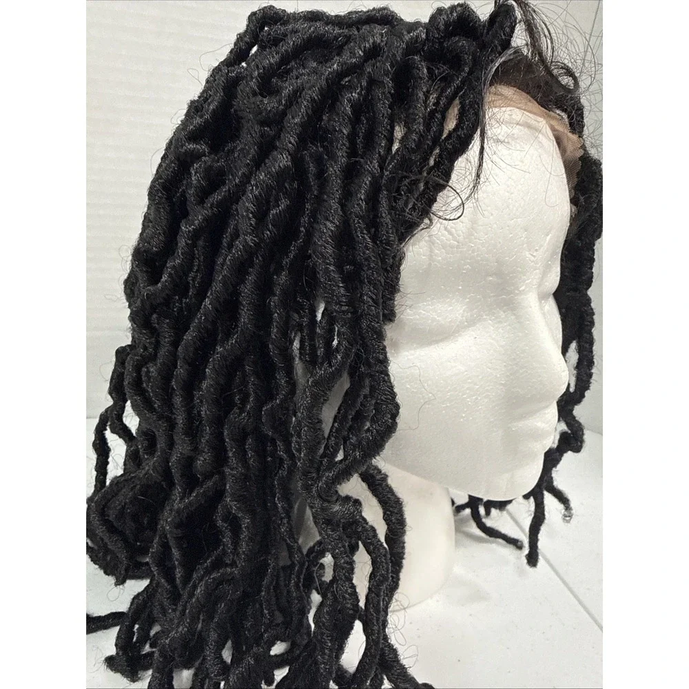 Shoulder Length  Dreadlock Black Kinky Twist Wig With Cap .